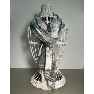 Cashmere Plaid Scarf or Wrap 26x78 Nepal Designer Herringbone Unisex Style, SOFT
